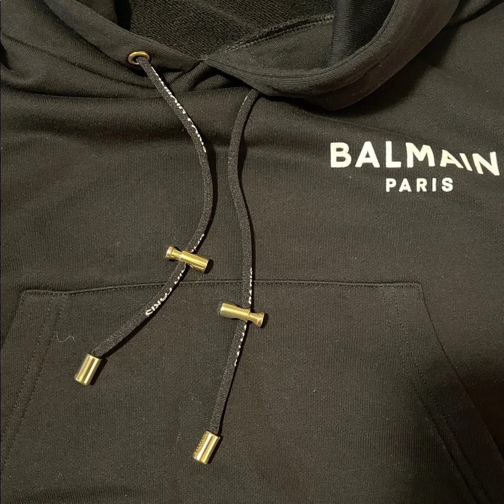 Balmain Black Cropped Hoodie - Picture 6 of 10